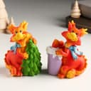 Копилка для денег «Рыжий дракон в шарфике с ёлочкой, мороженым», полистоун, 7.5×6×10 см, МИКС