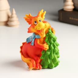 Копилка для денег «Рыжий дракон в шарфике с ёлочкой, мороженым», полистоун, 7.5×6×10 см, МИКС