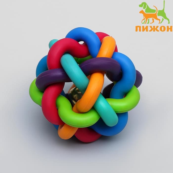 Мяч для собак «Молекула»,6 см, с бубенчиком, разноцветный