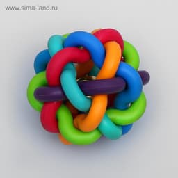 Мяч для собак «Молекула»,6 см, с бубенчиком, разноцветный