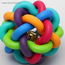 Мяч для собак «Молекула»,6 см, с бубенчиком, разноцветный