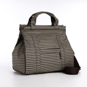 Сумка дорожная на молнии, наружный карман, длинный ремень, бежевая, коричневая