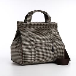 Сумка дорожная на молнии, наружный карман, длинный ремень, бежевая, коричневая