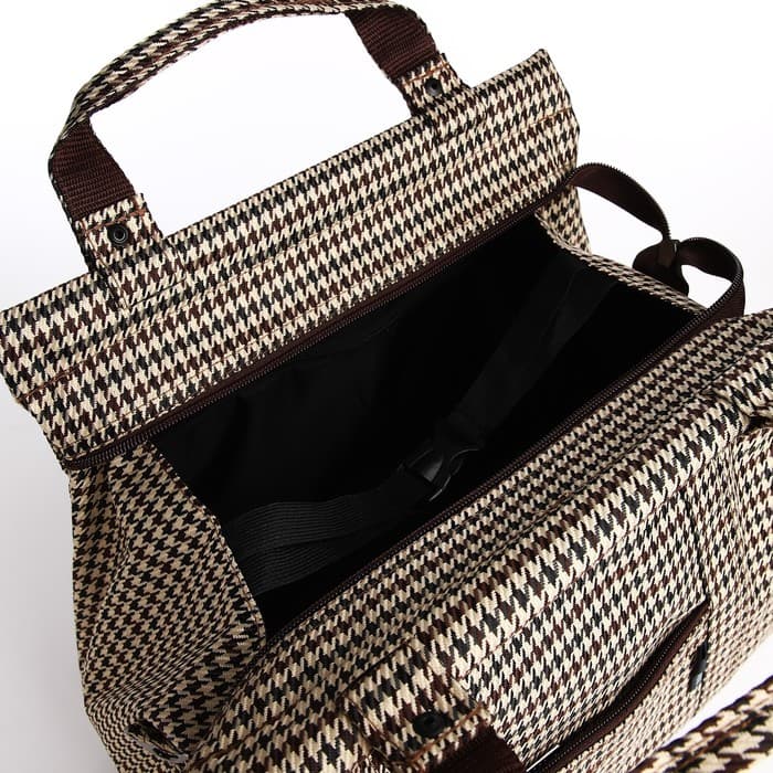 Сумка дорожная на молнии, наружный карман, длинный ремень, бежевая, коричневая