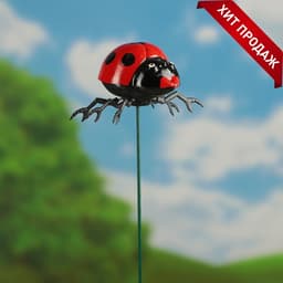 Штекер садовый «Божья коровка дайтон», 6×5 см, h=30 см, белый, Greengo