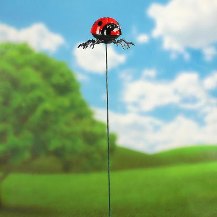 Штекер садовый «Божья коровка дайтон», 6×5 см, h=30 см, белый, Greengo