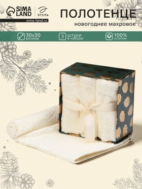Полотенца махровые «Этель. Счастья», 30×30 см - 3 шт., хлопок 100%