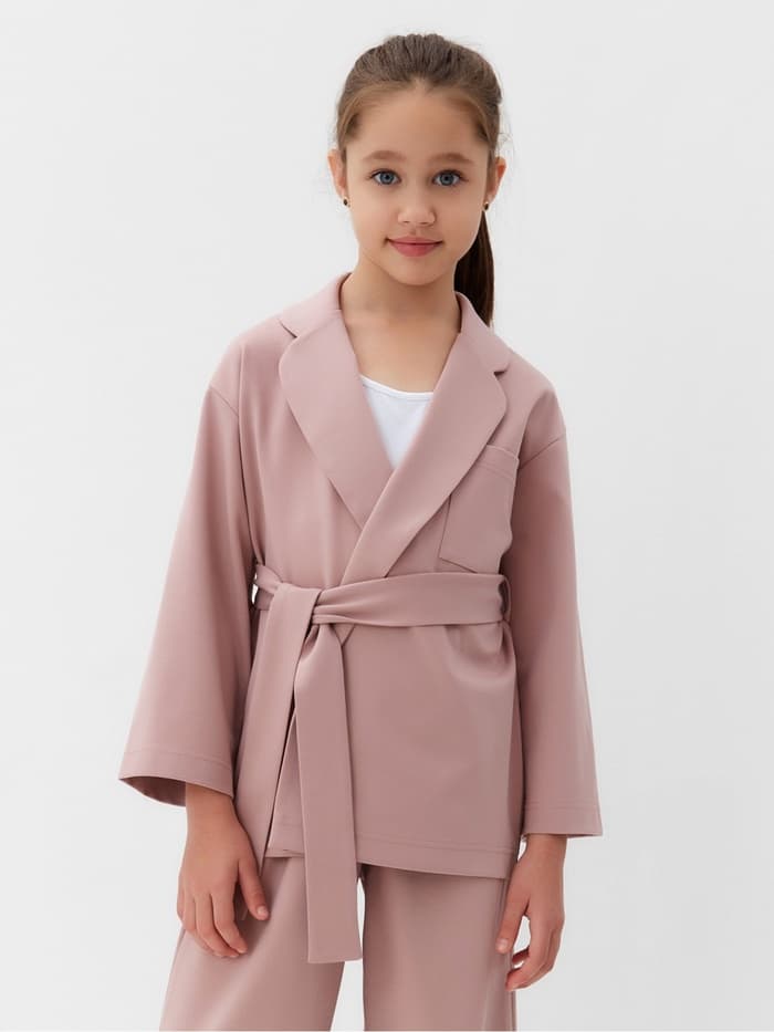 Костюм для девочки: жакет, брюки MINAKU: PartyDress, пыльно-розовый, рост 128 см