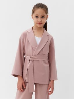 Костюм для девочки: жакет, брюки MINAKU: PartyDress, пыльно-розовый, рост 128 см