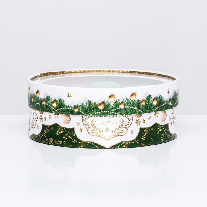 Коробка подарочная новогодняя с окном «Новогодний подарок» 21×21×8 см