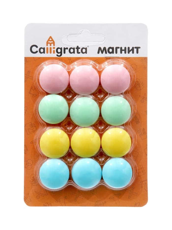 Магниты для доски d=2 см, 12 штук, на блистере, пастель