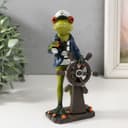 Фигурка полистоун лак «Лягушонок капитан корабля», 6×8×19 см