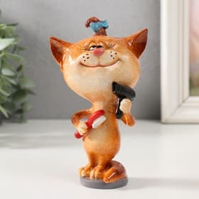 Фигурка полистоун лак «Кошечка парикмахер», 8×7.2×13.5 см