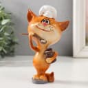 Фигурка полистоун лак «Котик-повар с кашей в горшочке», 8.2×7×14.3 см