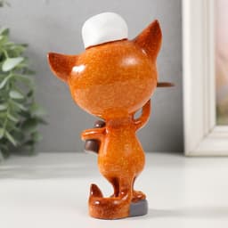 Фигурка полистоун лак «Котик-повар с кашей в горшочке», 8.2×7×14.3 см