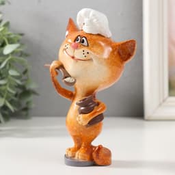 Фигурка полистоун лак «Котик-повар с кашей в горшочке», 8.2×7×14.3 см