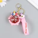 Брелок для ключей на кольце «Шарик-единорожка», резина, с браслетом и карабином, розовый, 4×6×7.4 см