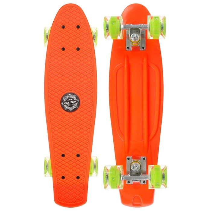 Скейтборд ONLITOP, 56×15 см, колёса световые PU 60×45 мм, алюминиевая рама, цвет МИКС
