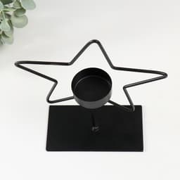 Подсвечник на 1 свечу «Звезда», металл, d=4 см, чёрный, 14.5×6×19.5 см