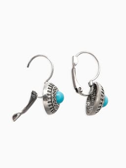 Серьги «Этника», круг в узорах, голубые в чернёном серебре