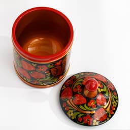 Банка для хранения сыпучих продуктов, кадочка, средняя, 9×14 см, дерево, хохлома, МИКС