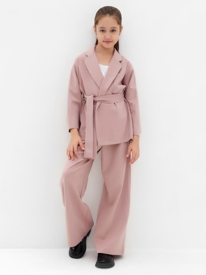 Костюм для девочки: жакет, брюки MINAKU: PartyDress, пыльно-розовый, рост 140 см
