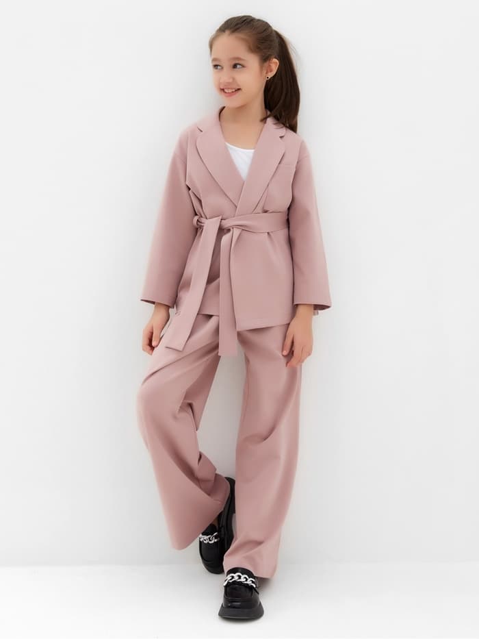 Костюм для девочки: жакет, брюки MINAKU: PartyDress, пыльно-розовый, рост 140 см