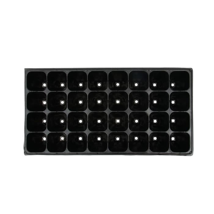 Кассета для рассады, 32 ячейки по 150 мл, пластик, чёрная, 51×28×10 см, Greengo