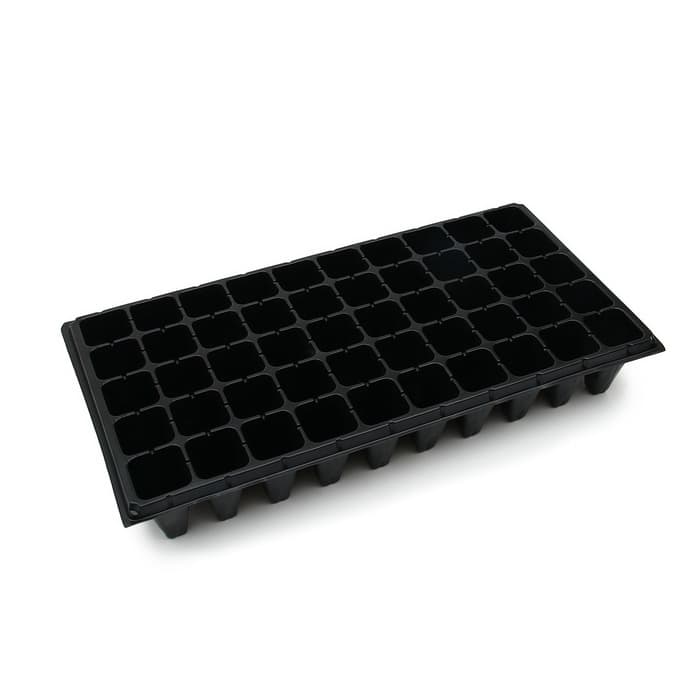Кассета для рассады, 50 ячеек по 100 мл, пластик, чёрная, 54×27×8 см, Greengo