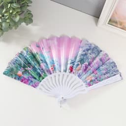 Веер складной «В тропиках», 23 см, МИКС