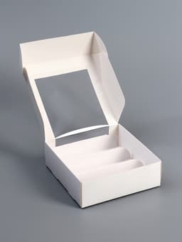 Коробка складная, под 3 эклера, белая, 15×15×6 см