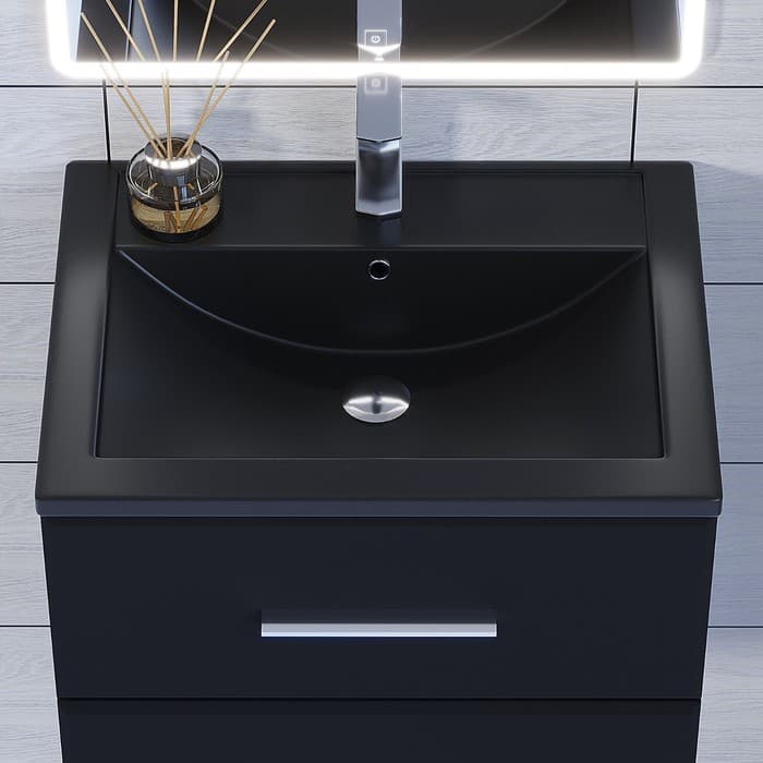 Раковина Uperwood Foster Quartz, кварцевая, 60 см, чёрная матовая, космос