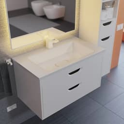 Тумба подвесная Uperwood, под раковину Uperwood Modul 80, цвет белый матовый/графит