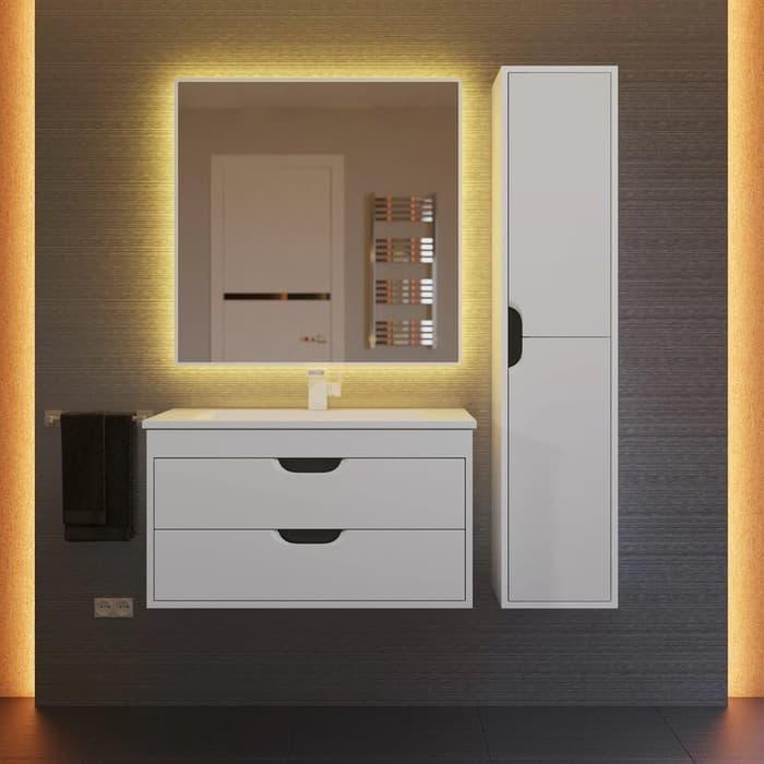 Тумба подвесная Uperwood, под раковину Uperwood Modul 80, цвет белый матовый/графит