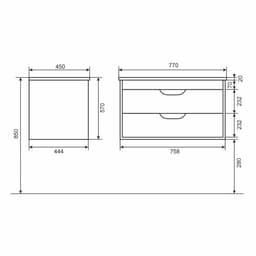 Тумба подвесная Uperwood, под раковину Uperwood Modul 80, цвет белый матовый/графит