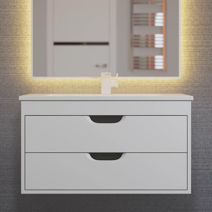 Тумба подвесная Uperwood, под раковину Uperwood Modul 80, цвет белый матовый/графит