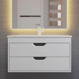 Тумба подвесная Uperwood, под раковину Uperwood Modul 80, цвет белый матовый/графит