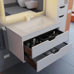 Тумба подвесная Uperwood, под раковину Uperwood Modul 80, цвет белый матовый/графит