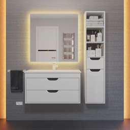 Тумба подвесная Uperwood, под раковину Uperwood Modul 80, цвет белый матовый/графит