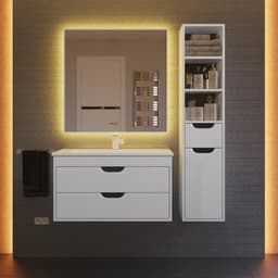 Тумба подвесная Uperwood, под раковину Uperwood Modul 80, цвет белый матовый/графит