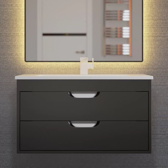 Тумба подвесная Uperwood, под раковину Uperwood Modul 80, цвет чёрный матовый