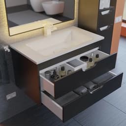 Тумба подвесная Uperwood, под раковину Uperwood Modul 80, цвет чёрный матовый