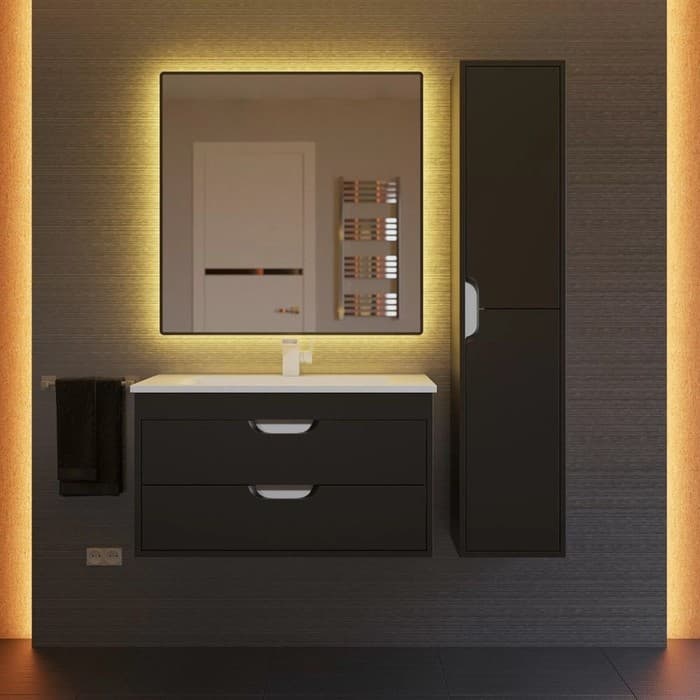 Тумба подвесная Uperwood, под раковину Uperwood Modul 80, цвет чёрный матовый