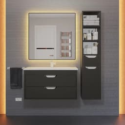 Тумба подвесная Uperwood, под раковину Uperwood Modul 80, цвет чёрный матовый