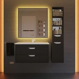 Тумба подвесная Uperwood, под раковину Uperwood Modul 80, цвет чёрный матовый