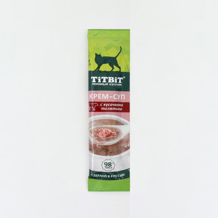 Лакомство крем-суп TitBit для кошек с кусочками телятины, 10 г