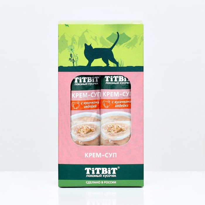 Лакомство крем-суп TitBit для кошек с кусочками индейки, 10 г