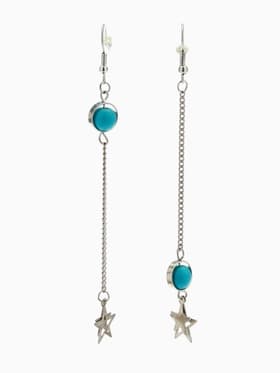 Серьги под натуральный камень «Звёзды», бирюза, голубые в серебре