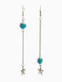 Серьги под натуральный камень «Звёзды», бирюза, голубые в серебре