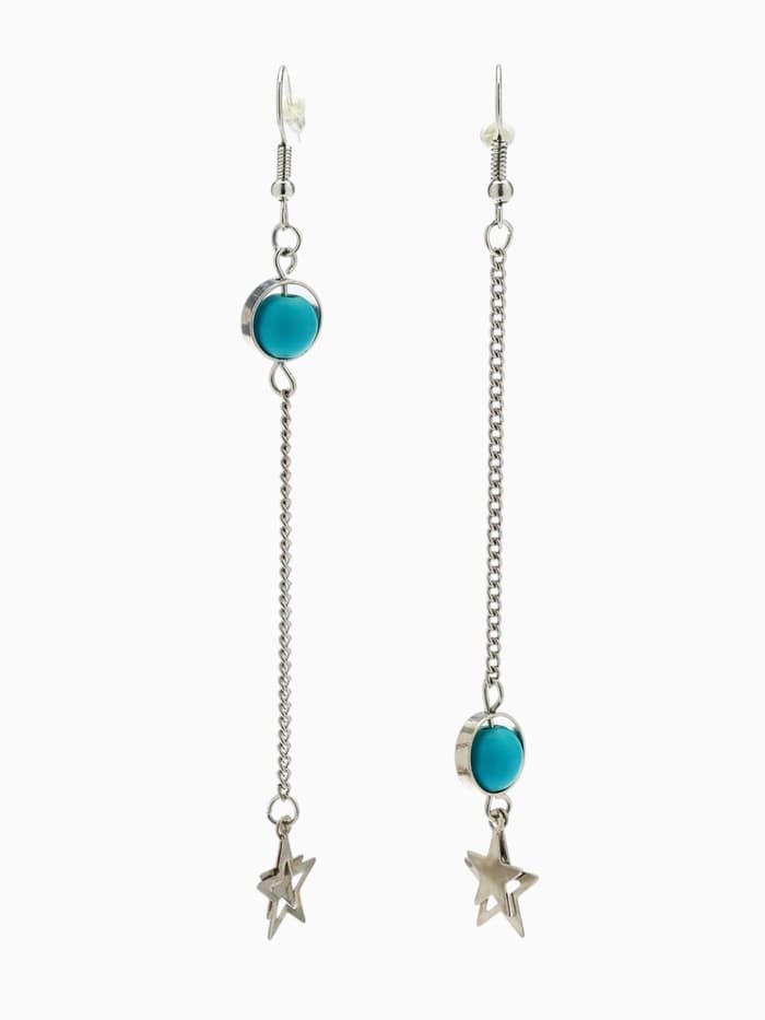 Серьги под натуральный камень «Звёзды», бирюза, голубые в серебре